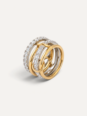 CÉLOIR ELORANA Ring aus Edelstahl in Gold und Silber mit funkelnden Zirkonia-Steinen im mehrlagigen Design